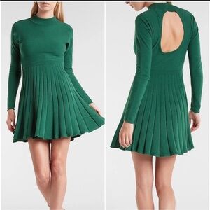 NWT Express Pleated Mock Neck Cutout Back
Sweater Dress